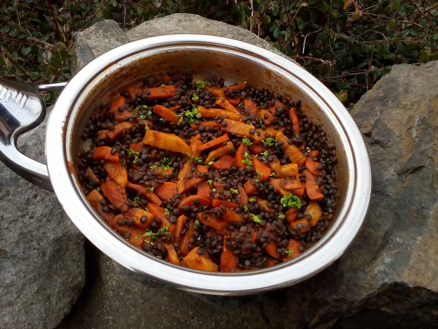 Černá čočka s kořenovou zeleninou - příloha či teplý salát